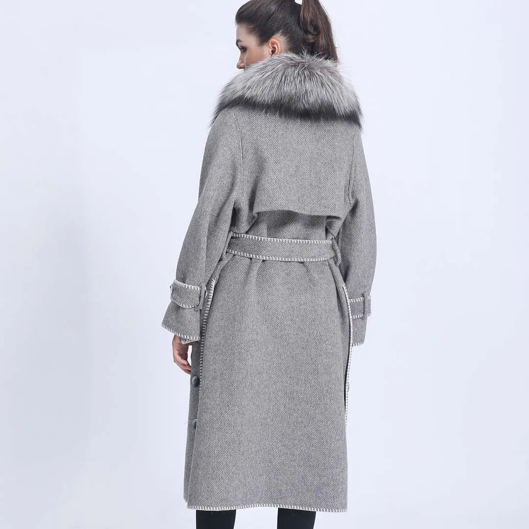 2021 Winter New Cashmere Coat Silver Fox Fur Collar Woman Outwear Long Style Women Overcoat
2021 Winter New Cashmere Coat Silver Fox Fur Collar Woman Outwear Long Style Women Overcoat