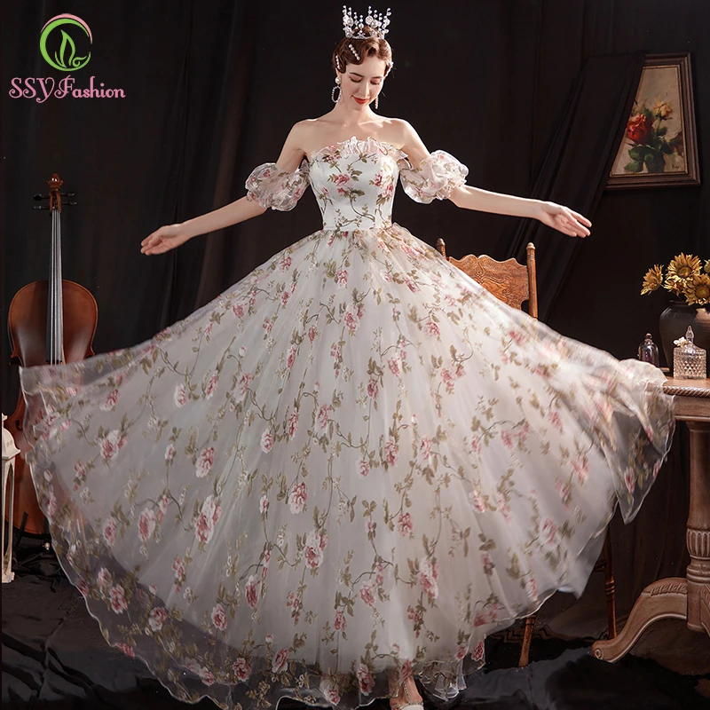 Женское вечернее платье без бретелек SSYFashion, длинное ТРАПЕЦИЕВИДНОЕ ПЛАТЬЕ с цветочным принтом и рукавами-фонариками, бальное платье для вы... 
Женское вечернее платье без бретелек SSYFashion, длинное ТРАПЕЦИЕВИДНОЕ ПЛАТЬЕ с цветочным принтом и рукавами-фонариками, бальное платье для вы...