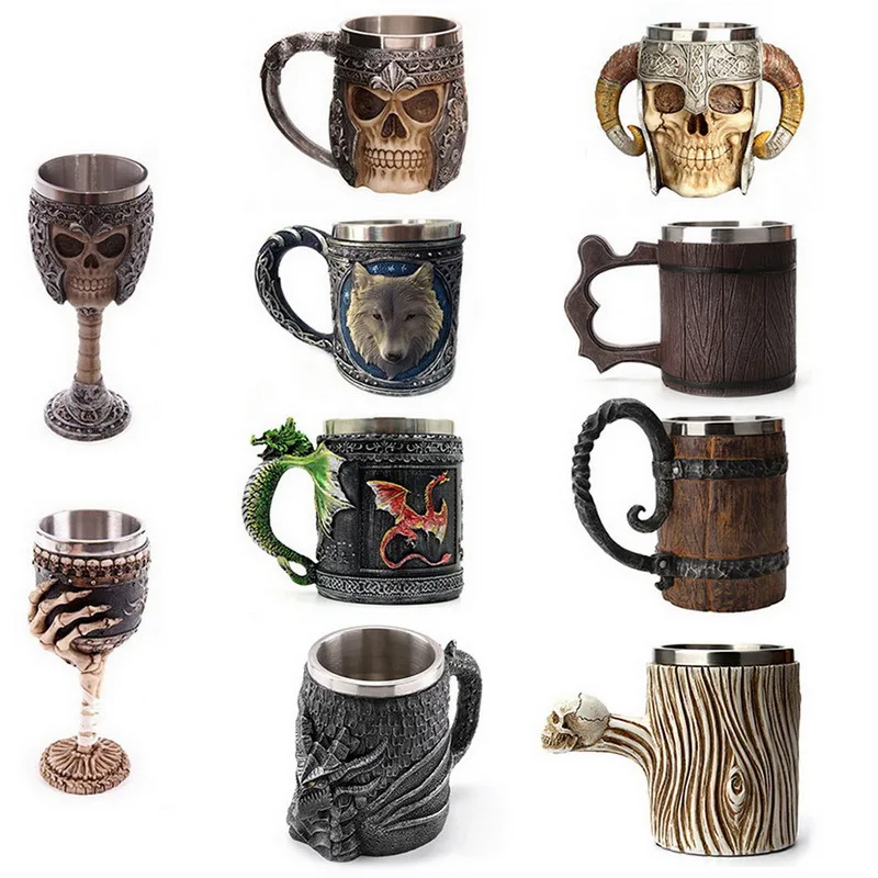 Wooden barrel Stainless Steel Resin 3D Gothic Beer Mug Goblet Game Tankard Coffee Cup Wine Glass Mugs 650ml Halloween Gift
Wooden barrel Stainless Steel Resin 3D Gothic Beer Mug Goblet Game Tankard Coffee Cup Wine Glass Mugs 650ml Halloween Gift