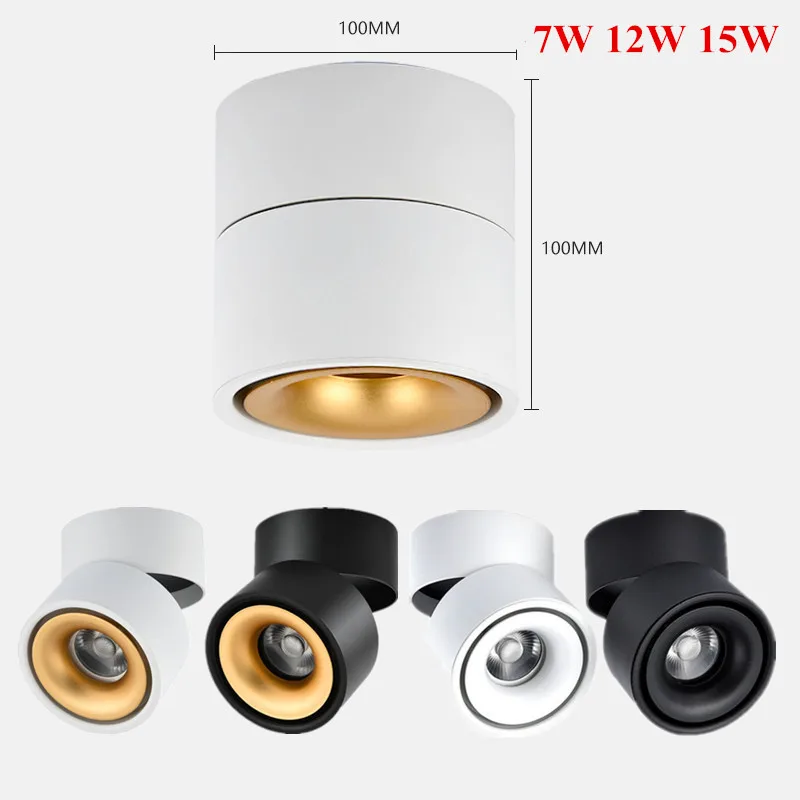 Surface Mounted Dimmable LED Downlights COB LED Spot Ceiling Lamps 7W 12W 15W Foldable Rotation 360 Degree Rotatable Background
Surface Mounted Dimmable LED Downlights COB LED Spot Ceiling Lamps 7W 12W 15W Foldable Rotation 360 Degree Rotatable Background