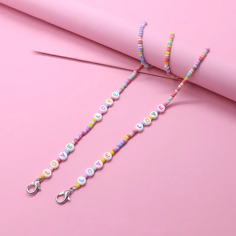 Cute Hang Mask Chains Holder for Girls Boys LOVE Beaded Colorful Necklace Glasses Cord Lanyard Children Student Neck Rope Strap
Cute Hang Mask Chains Holder for Girls Boys LOVE Beaded Colorful Necklace Glasses Cord Lanyard Children Student Neck Rope Strap