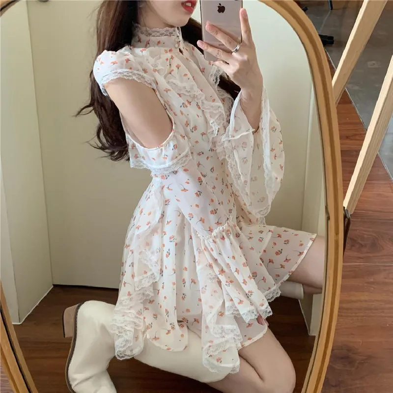 2023 Spring Floral Dress Women Flare Sleeve Lace Chiffon Slim Flower Mini Dress Female Party Elegant One Piece Dress Korean Chic
2023 Spring Floral Dress Women Flare Sleeve Lace Chiffon Slim Flower Mini Dress Female Party Elegant One Piece Dress Korean Chic