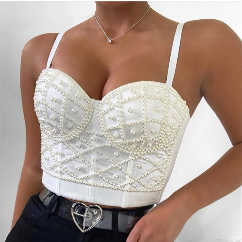 Elegant Pearls Crop Top Women Luxurious Beadings Camis Tank Top Retro Wedding Short Cloth Ropa De Mujer
Elegant Pearls Crop Top Women Luxurious Beadings Camis Tank Top Retro Wedding Short Cloth Ropa De Mujer