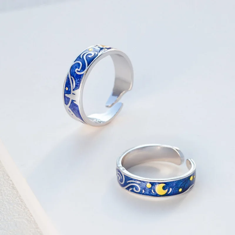 Simple Fashion Van Gogh Starry Ring Korean Style Personalized Couple's Ring Trendy Exquisite Korean Opening Couple Rings
Simple Fashion Van Gogh Starry Ring Korean Style Personalized Couple's Ring Trendy Exquisite Korean Opening Couple Rings