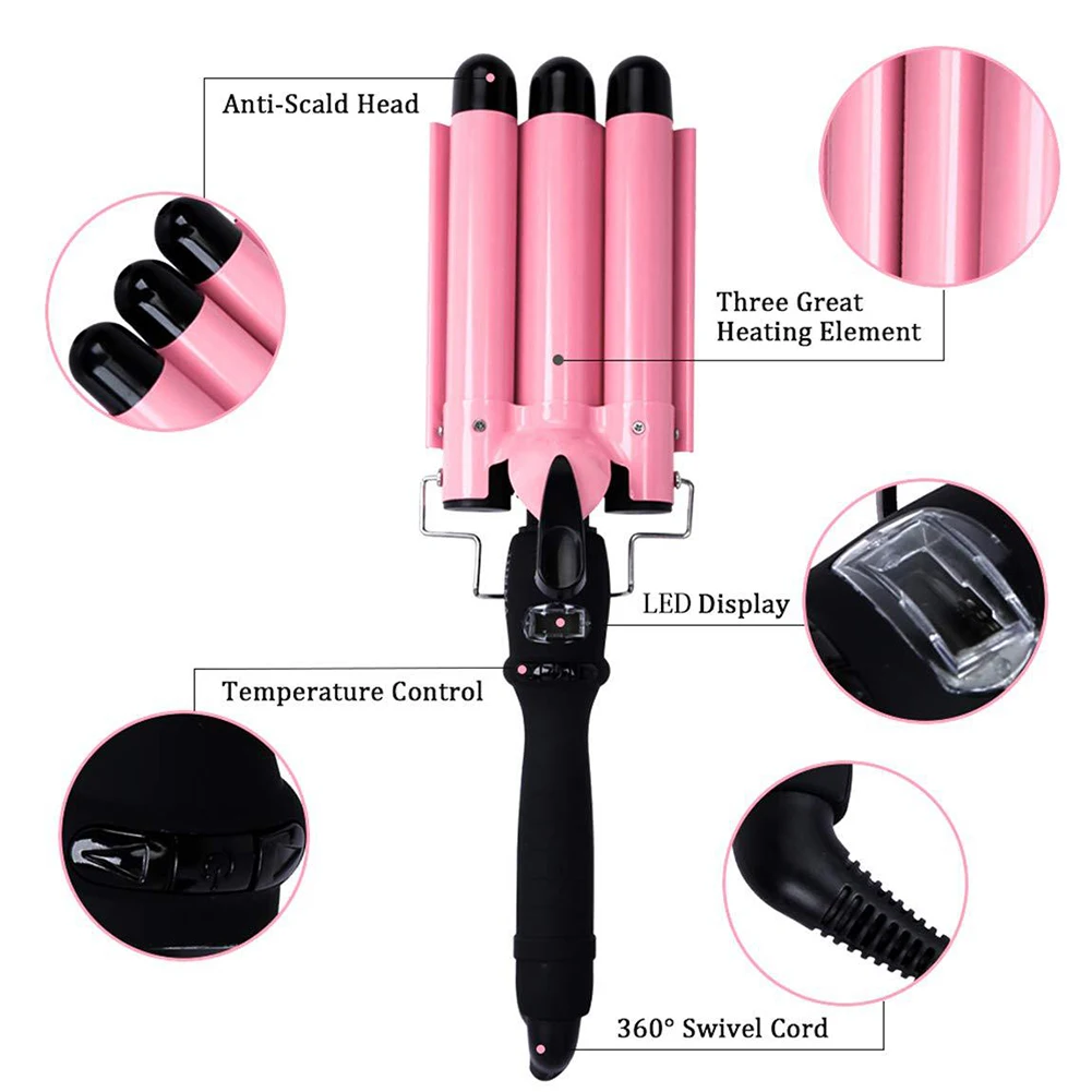 Portable 3-Barrel Hair Curling Iron LCD Dispaly Temperature Control Ceramic Curler Waver Crimper Hair Wand Iron
Portable 3-Barrel Hair Curling Iron LCD Dispaly Temperature Control Ceramic Curler Waver Crimper Hair Wand Iron