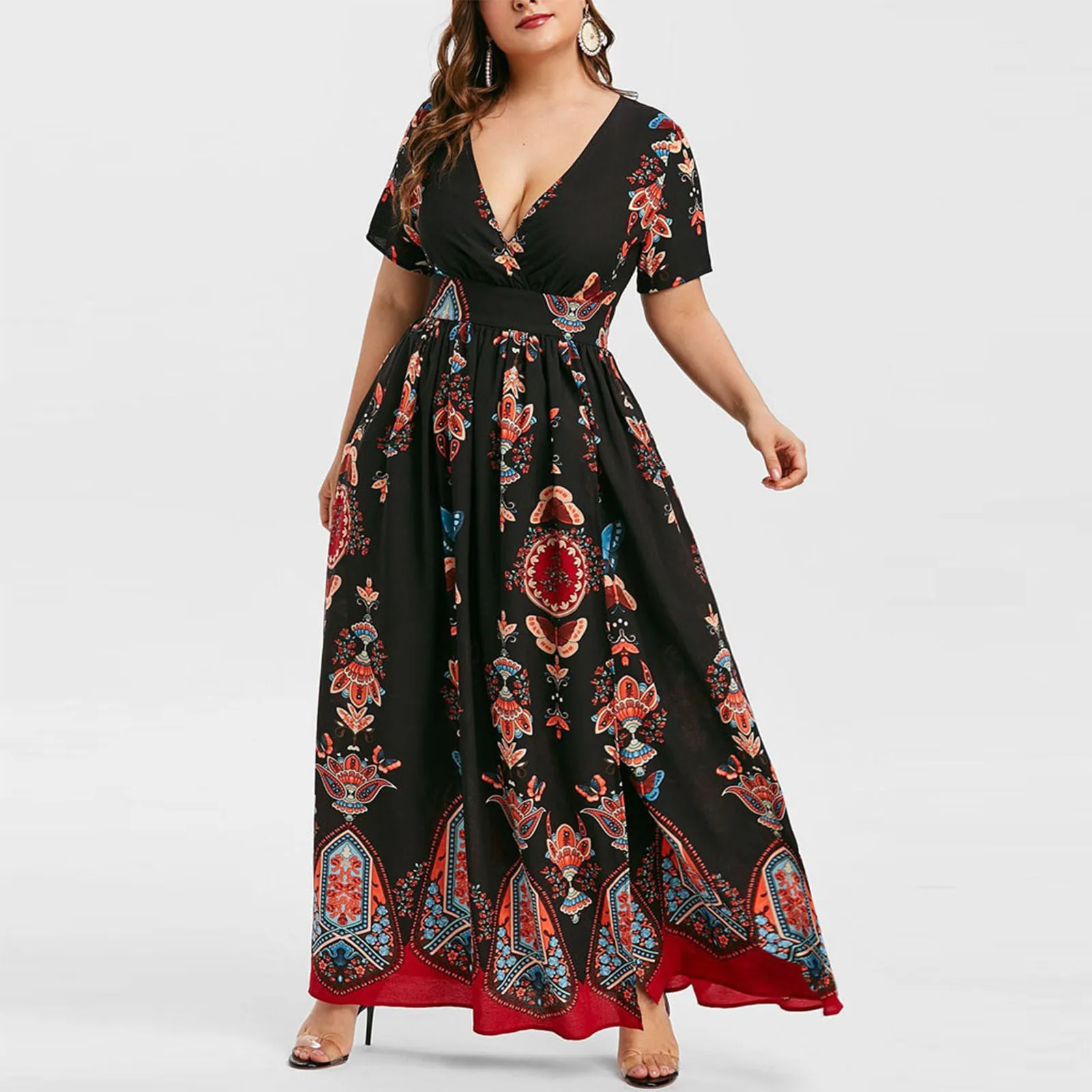 Plus Size Dresses Fashion Women Butterfly Printed V-Neck Short Sleeve Long Dress Casual Ladies Summer Dress vestido de mujer
Plus Size Dresses Fashion Women Butterfly Printed V-Neck Short Sleeve Long Dress Casual Ladies Summer Dress vestido de mujer