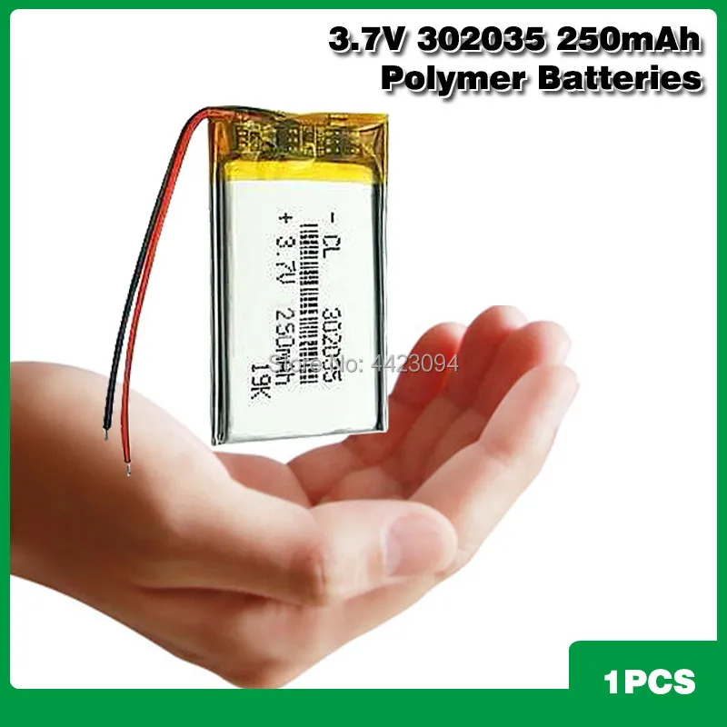 250mah 3.7V 302035 032035 polymer lithium li ion Rechargeable Battery For LED light Tachograph Car DVR Bluetooth Earphone MP3
250mah 3.7V 302035 032035 polymer lithium li ion Rechargeable Battery For LED light Tachograph Car DVR Bluetooth Earphone MP3