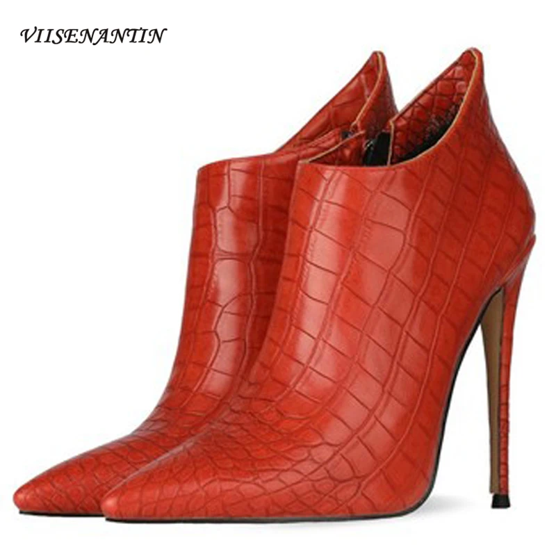 Autumn Thin High Heel Side Zipper Yellow Red Stone Pattern Short Ankle Boots Pointed Toe Rome Solid Plush Shallow Shoes Women
Autumn Thin High Heel Side Zipper Yellow Red Stone Pattern Short Ankle Boots Pointed Toe Rome Solid Plush Shallow Shoes Women