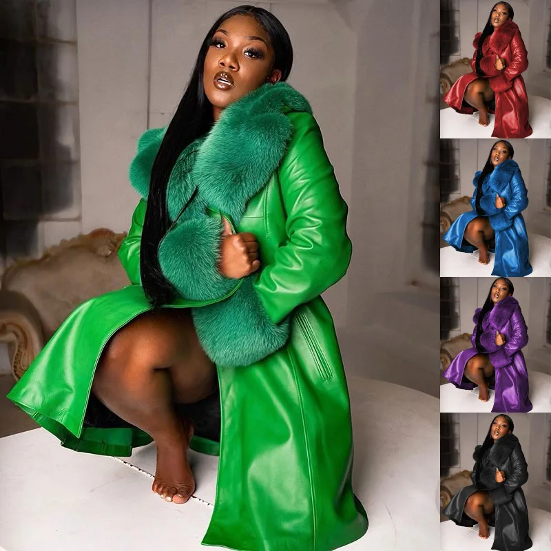 2021 Winter Women Plus Size Fashion Fur Collar Long Sleeve Keep Warm PU Patchwork Coats Casual OL Style Solid Zipper Overcoats
2021 Winter Women Plus Size Fashion Fur Collar Long Sleeve Keep Warm PU Patchwork Coats Casual OL Style Solid Zipper Overcoats