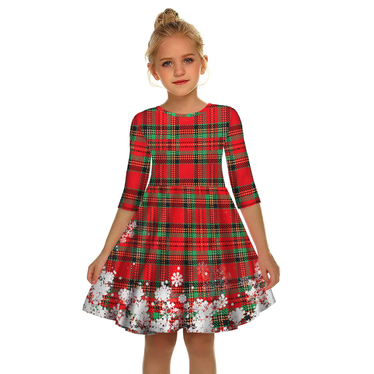 New grid digital print dress summer snow Christmas girls dress in the sleeve The fashion leisure cultivate one's morality dress
New grid digital print dress summer snow Christmas girls dress in the sleeve The fashion leisure cultivate one's morality dress