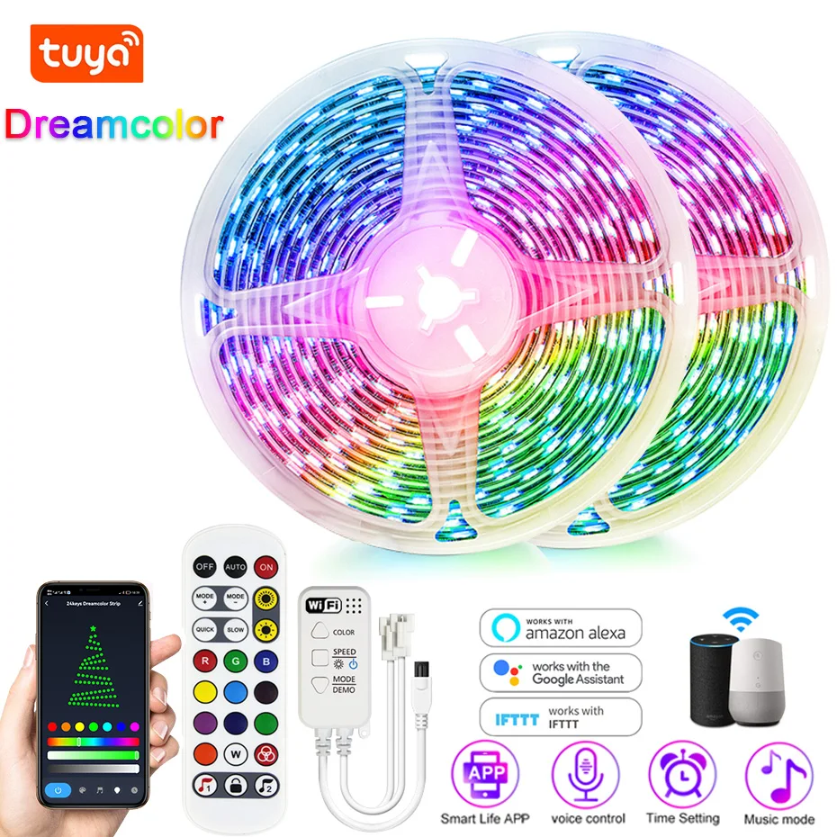 Светодиодная лента WS2811 RGB SMD 5050, гибкая фотолампа, Диодная лента 5-20 м, 12 В, дистанционное управление через приложение/Bluetooth/WiFi, музыкальный реж...
Светодиодная лента WS2811 RGB SMD 5050, гибкая фотолампа, Диодная лента 5-20 м, 12 В, дистанционное управление через приложение/Bluetooth/WiFi, музыкальный реж...