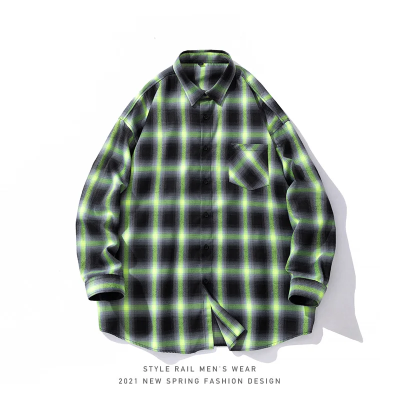 Brand 2022 Spring Autumn Long Sleeves New Flannel Collar Korea Style Green Shirt For Men's Plaid Harajuku Clothing
Brand 2022 Spring Autumn Long Sleeves New Flannel Collar Korea Style Green Shirt For Men's Plaid Harajuku Clothing