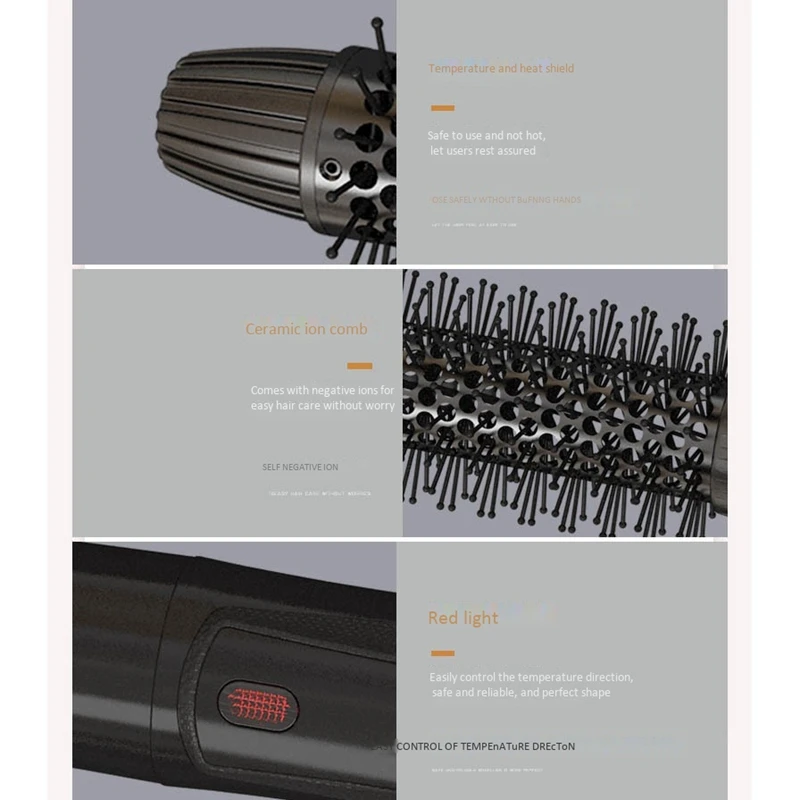 Hot Air Brush Professional Negative Ion Styler Brush Hair Dryer Brush Multifunctional Blow Dryer Brush EU Plug