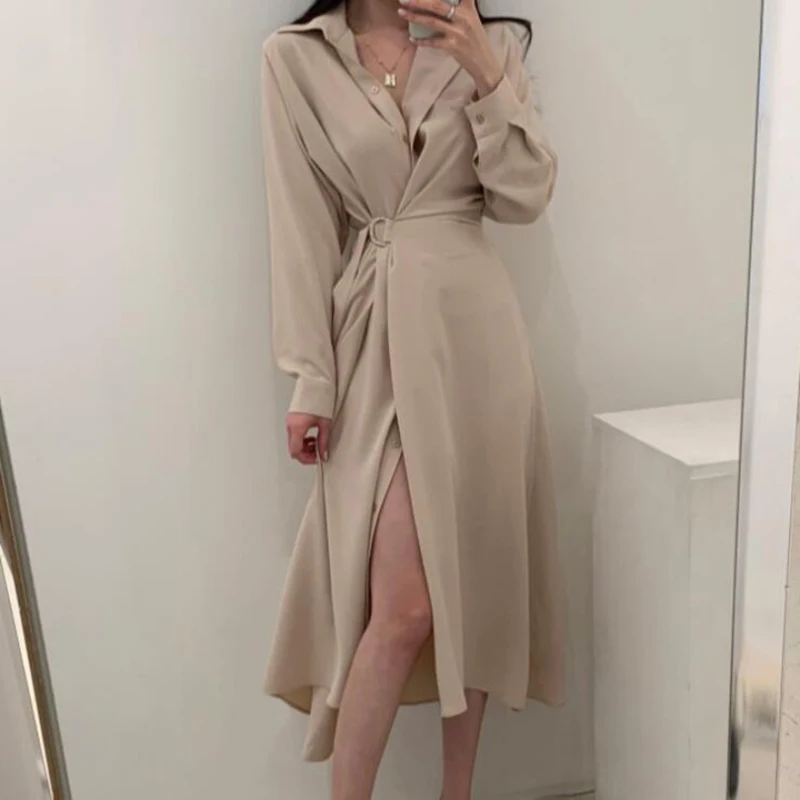 JSXDHK Korean Designer Summer Single Breasted Shirt Dress Chic Fashion Women Lapel Collar Lace Up Belt Slim Waist Long Dresses
JSXDHK Korean Designer Summer Single Breasted Shirt Dress Chic Fashion Women Lapel Collar Lace Up Belt Slim Waist Long Dresses