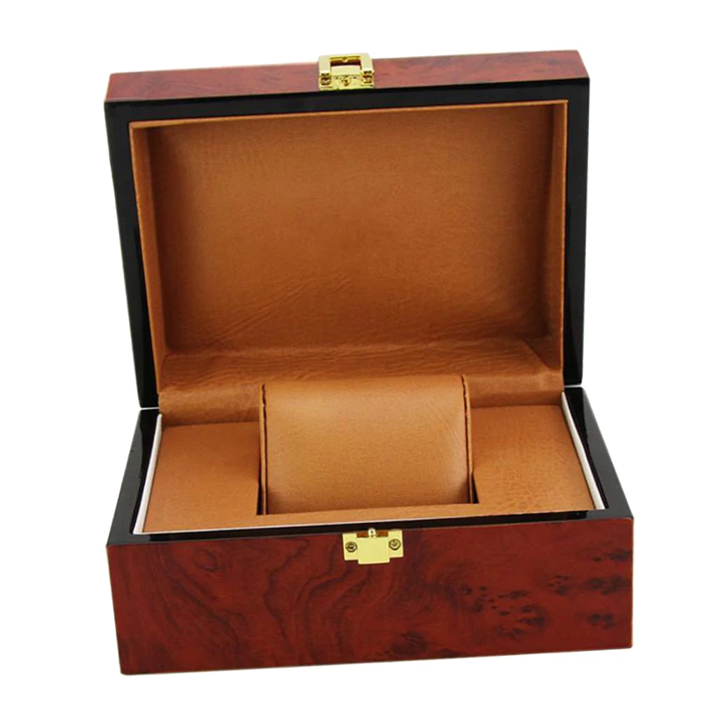Винтажная роскошная коробка для часов винно-красного цвета из натурального