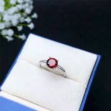 Natural garnrt ring 6mm wine red gemstone jewelry simple style for women daily wear real 925 solid sterling silver free ship