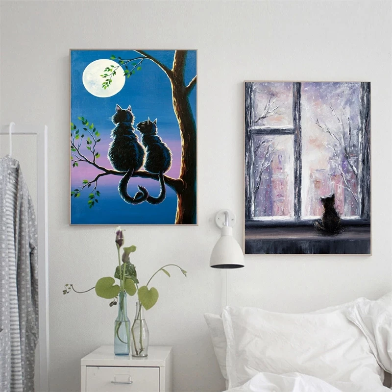 Wall Art Abstract Cat On The Tree Posters Prints Moonlight Watercolor Picture Nordic Canvas Paintings Living Bedroom Decoration 
Wall Art Abstract Cat On The Tree Posters Prints Moonlight Watercolor Picture Nordic Canvas Paintings Living Bedroom Decoration