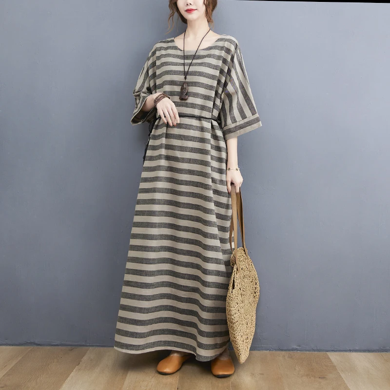 BIG SIZE Summer Women Fashion Elegant Stripe Batwing Sleeve Tops Ladies Female Plus Large Long Cotton Linen Oversize Loose Dress
BIG SIZE Summer Women Fashion Elegant Stripe Batwing Sleeve Tops Ladies Female Plus Large Long Cotton Linen Oversize Loose Dress