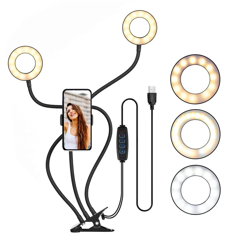 2 in 1 LED Selfie Ring Light With Phone Holder Stand USB Photography Fill Lamp For Youtube Tiktok Live Stream Makeup Camera Lamp
2 in 1 LED Selfie Ring Light With Phone Holder Stand USB Photography Fill Lamp For Youtube Tiktok Live Stream Makeup Camera Lamp