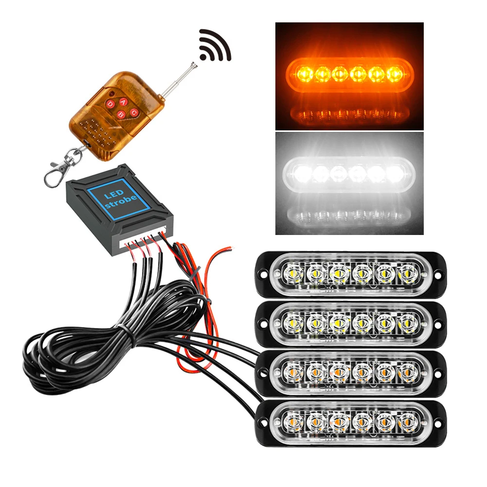 4 In1 LED Strobe Emergency Warning Light 6LED Strobe Light Amber/White with Remote Police Flash Grille Light for Car Truck Boat
4 In1 LED Strobe Emergency Warning Light 6LED Strobe Light Amber/White with Remote Police Flash Grille Light for Car Truck Boat