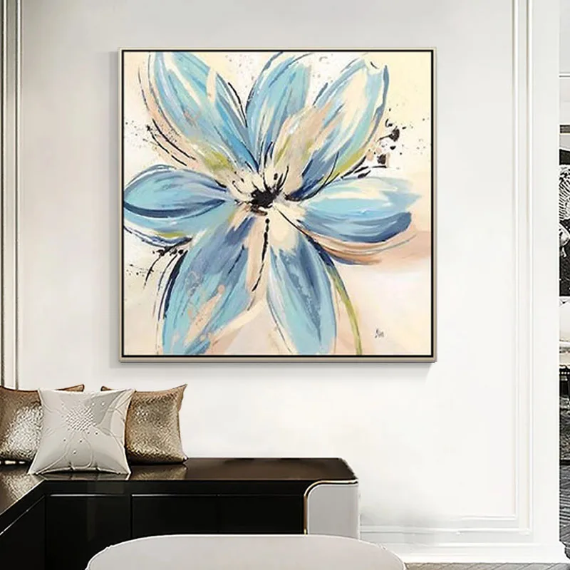 Hand Painted Abstract Oil Painting Wall Art Blue Flowers Picture Minimalist Modern On Canvas Decorative For Living Room No Frame 
Hand Painted Abstract Oil Painting Wall Art Blue Flowers Picture Minimalist Modern On Canvas Decorative For Living Room No Frame