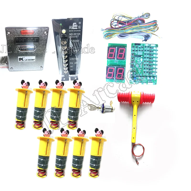 Full kit with Motherboard, 8 hitting heads for kids coin operated arcade games whac-a-mole hit mouse / frog hammer game machine
Full kit with Motherboard, 8 hitting heads for kids coin operated arcade games whac-a-mole hit mouse / frog hammer game machine