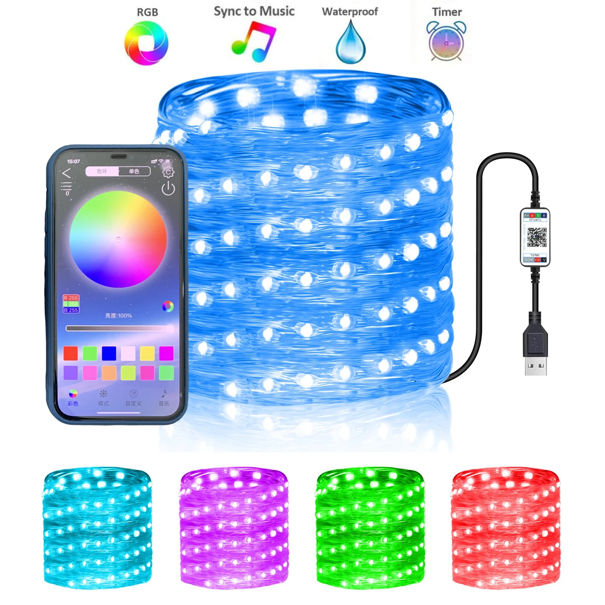 LED Smart String Lights Bluetooth Control RGB Lamp 5/10/20M USB Power Supply Fairy String Lights For Indoor Christmas Decoration
LED Smart String Lights Bluetooth Control RGB Lamp 5/10/20M USB Power Supply Fairy String Lights For Indoor Christmas Decoration