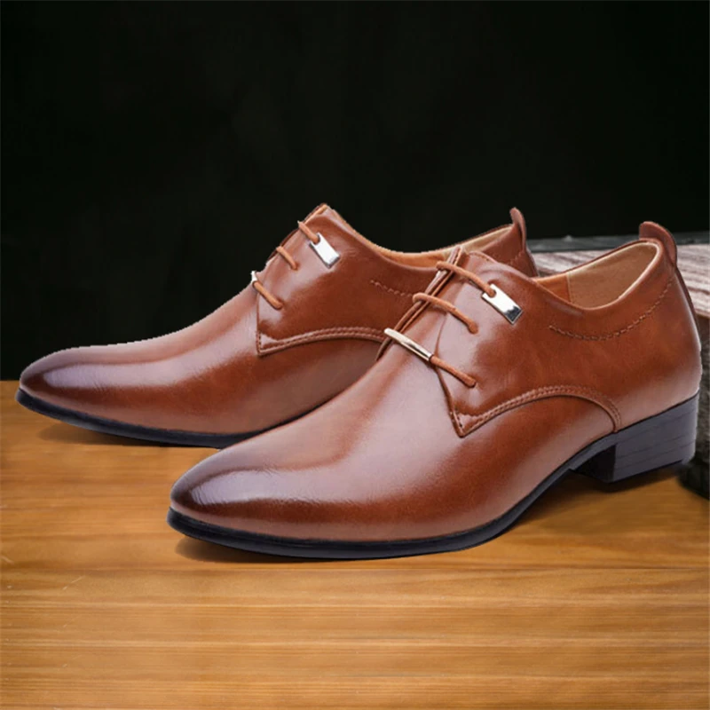 Men Leather Shoes Man Business Dress Classic Style Flats Brown Black Lace Up Pointed Toe Shoe For Men Oxford Shoes
Men Leather Shoes Man Business Dress Classic Style Flats Brown Black Lace Up Pointed Toe Shoe For Men Oxford Shoes