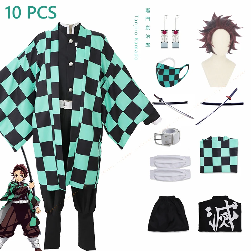 10 PCS Demon Slayer Kamado Tanjirou Cosplay Costume Kimetsu no Yaiba Katana Kimono Tanjirou Earrings Wig Cape Cloak Uniform Set
10 PCS Demon Slayer Kamado Tanjirou Cosplay Costume Kimetsu no Yaiba Katana Kimono Tanjirou Earrings Wig Cape Cloak Uniform Set