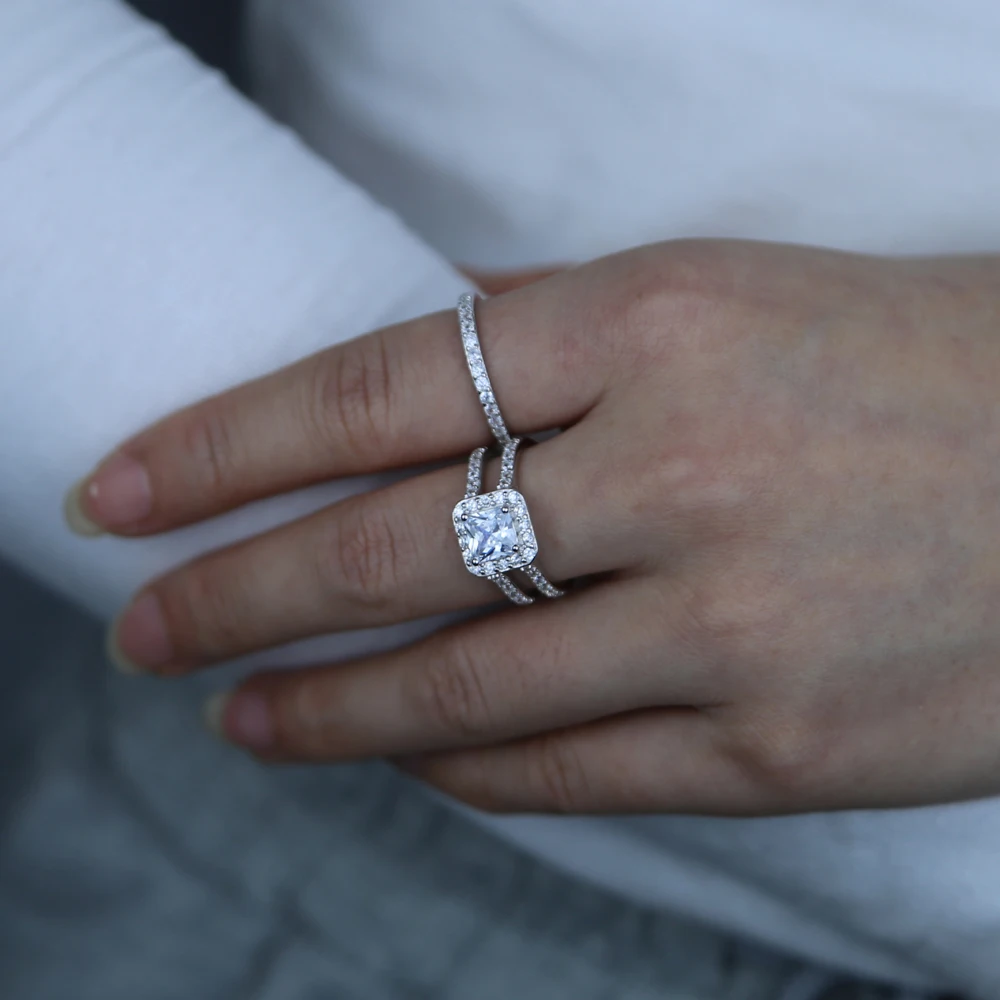 Pure 925 sterling silver wedding Ring set For Women Wedding Engagement Luxury 5A Sparking Cubic Zirconia Couple Band Rings
Pure 925 sterling silver wedding Ring set For Women Wedding Engagement Luxury 5A Sparking Cubic Zirconia Couple Band Rings