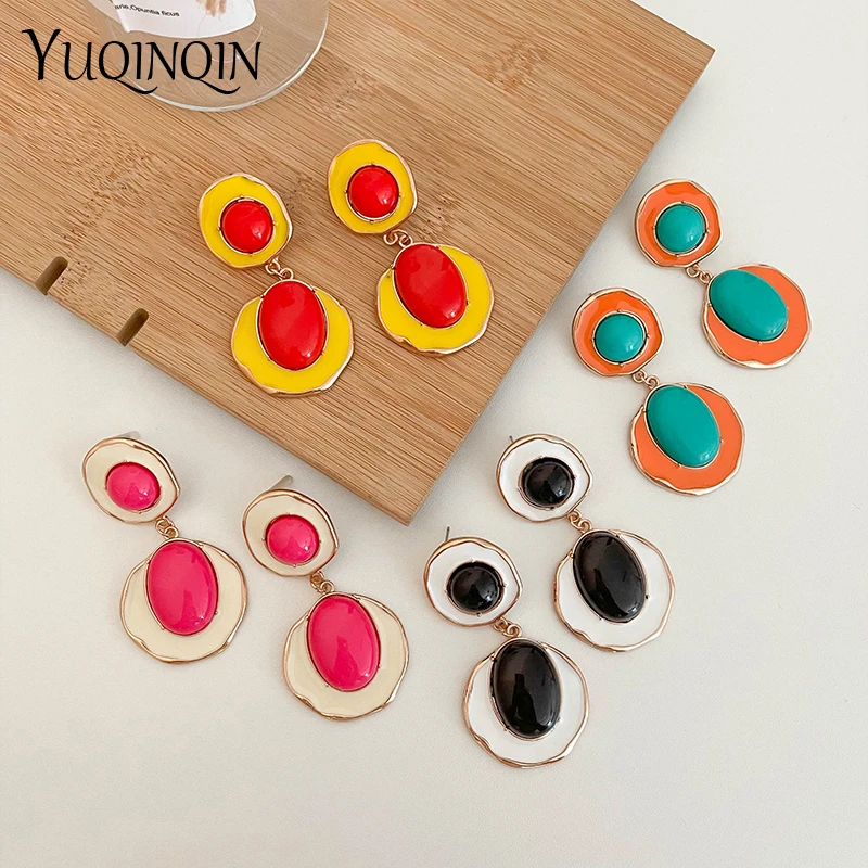 Resin Metal Long Earrings for Women Bohemian Large Vintage Wedding Dangle Earings Korean Cute Elegant Fashion Jewelry 2021 Trend
Resin Metal Long Earrings for Women Bohemian Large Vintage Wedding Dangle Earings Korean Cute Elegant Fashion Jewelry 2021 Trend