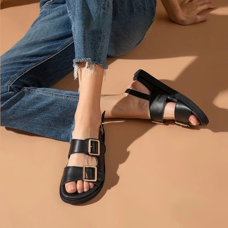 Ladies genuine cowhide sandals ankle buckle handmade low-heeled shoes summer new thick-soled beach shoes casual Roman sandals
Ladies genuine cowhide sandals ankle buckle handmade low-heeled shoes summer new thick-soled beach shoes casual Roman sandals