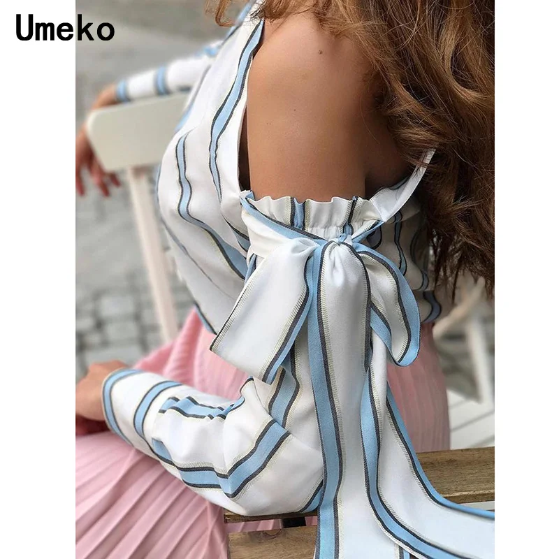 2021 Striped Blouse Women One Shoulder Tops Sexy Long Sleeve Bow Shirts Female Fashion Women's Blouses 2019 Chemisier Femme 
2021 Striped Blouse Women One Shoulder Tops Sexy Long Sleeve Bow Shirts Female Fashion Women's Blouses 2019 Chemisier Femme