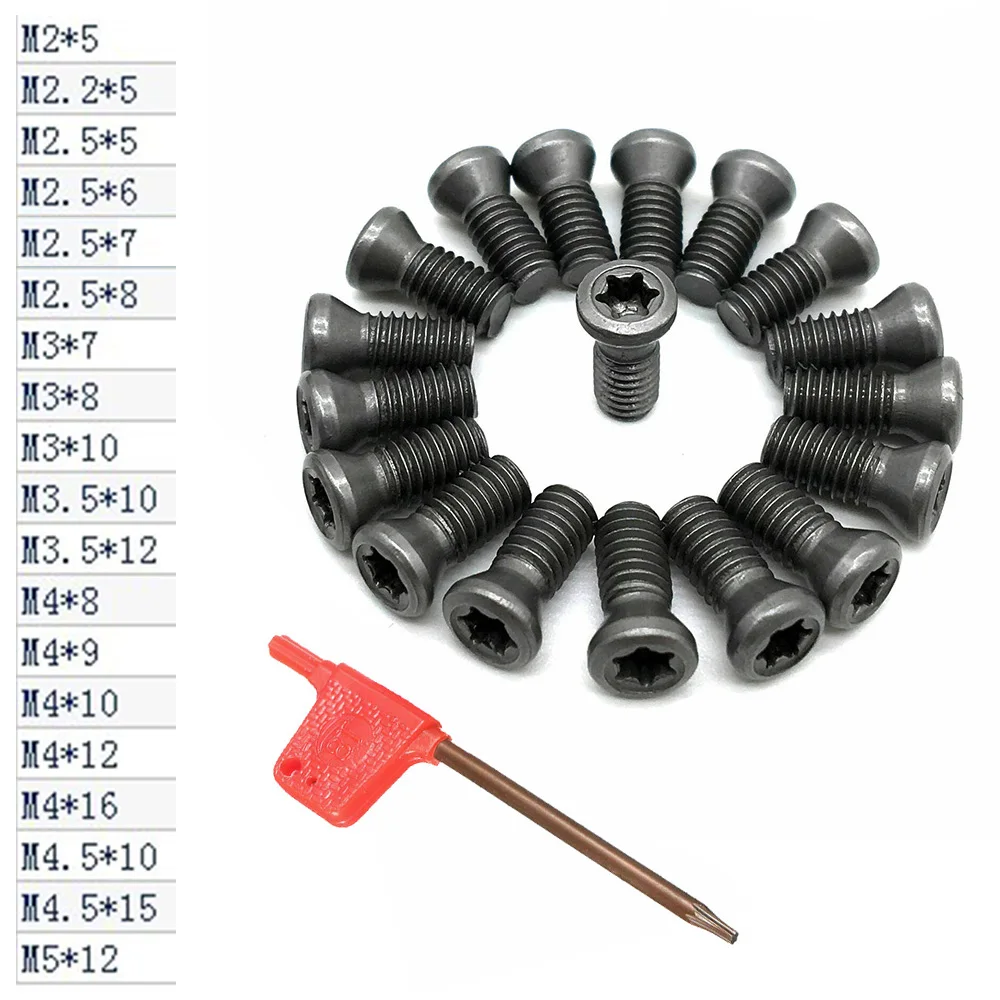 50 *screw 1 * Wrench M2 M2.5 M3 M3.5 M4 M5 Torx Screws For Replace Carbide Blades CNC Lathe Tools Practical
50 *screw 1 * Wrench M2 M2.5 M3 M3.5 M4 M5 Torx Screws For Replace Carbide Blades CNC Lathe Tools Practical