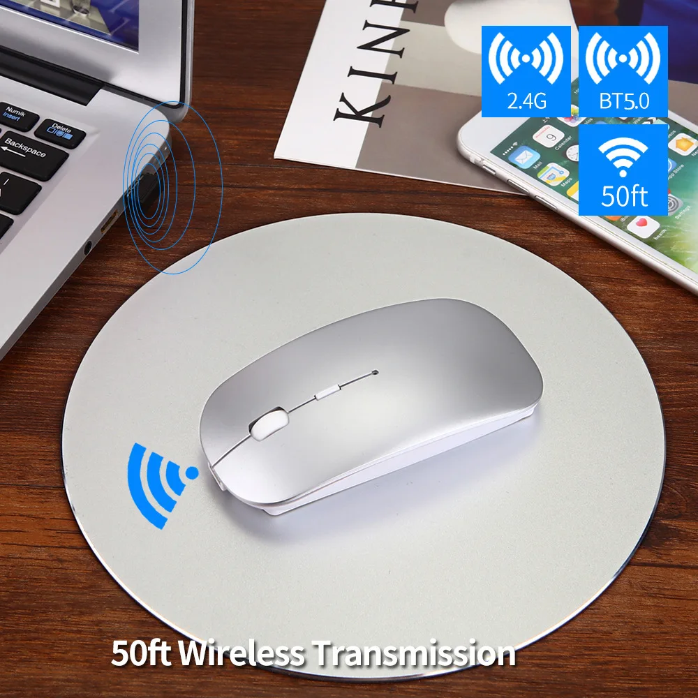 Computer Silent Mause RGB Rechargeable 2.4GHz Wireless Bluetooth Mouse Dual Mode Slim Gaming Mouse Silent Click for PC Laptop
Computer Silent Mause RGB Rechargeable 2.4GHz Wireless Bluetooth Mouse Dual Mode Slim Gaming Mouse Silent Click for PC Laptop