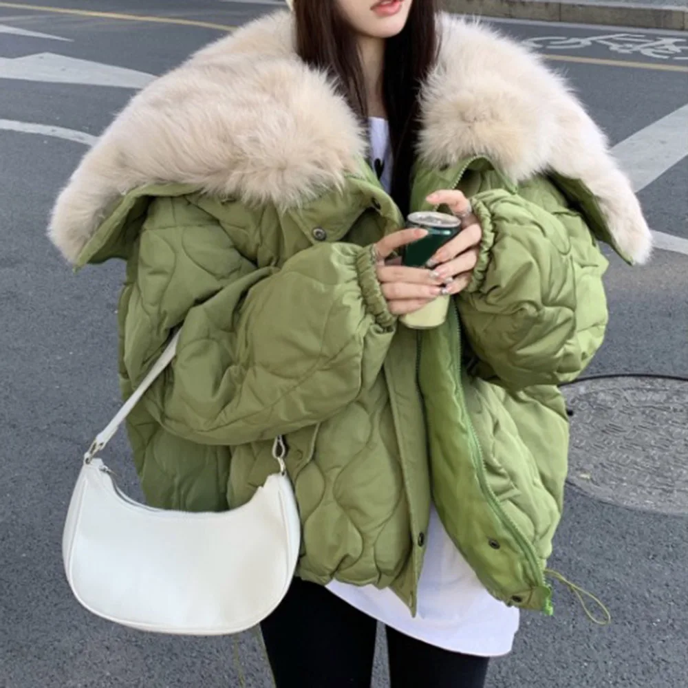 Parka Jacket Women Fur Collar Cotton Coat Winter Loose Korean Green Mid-length Thick Warm Padded Outwear Manteau Femme Hiver
Parka Jacket Women Fur Collar Cotton Coat Winter Loose Korean Green Mid-length Thick Warm Padded Outwear Manteau Femme Hiver