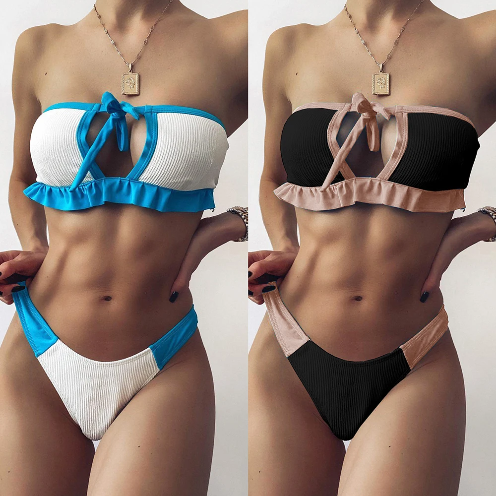 2021 Sexy Bikini New Fashion Women' s Swimwear Summer Bandeau Thong Bathing Suit Female Beachwear Bandage Lace Contrast Color
2021 Sexy Bikini New Fashion Women' s Swimwear Summer Bandeau Thong Bathing Suit Female Beachwear Bandage Lace Contrast Color