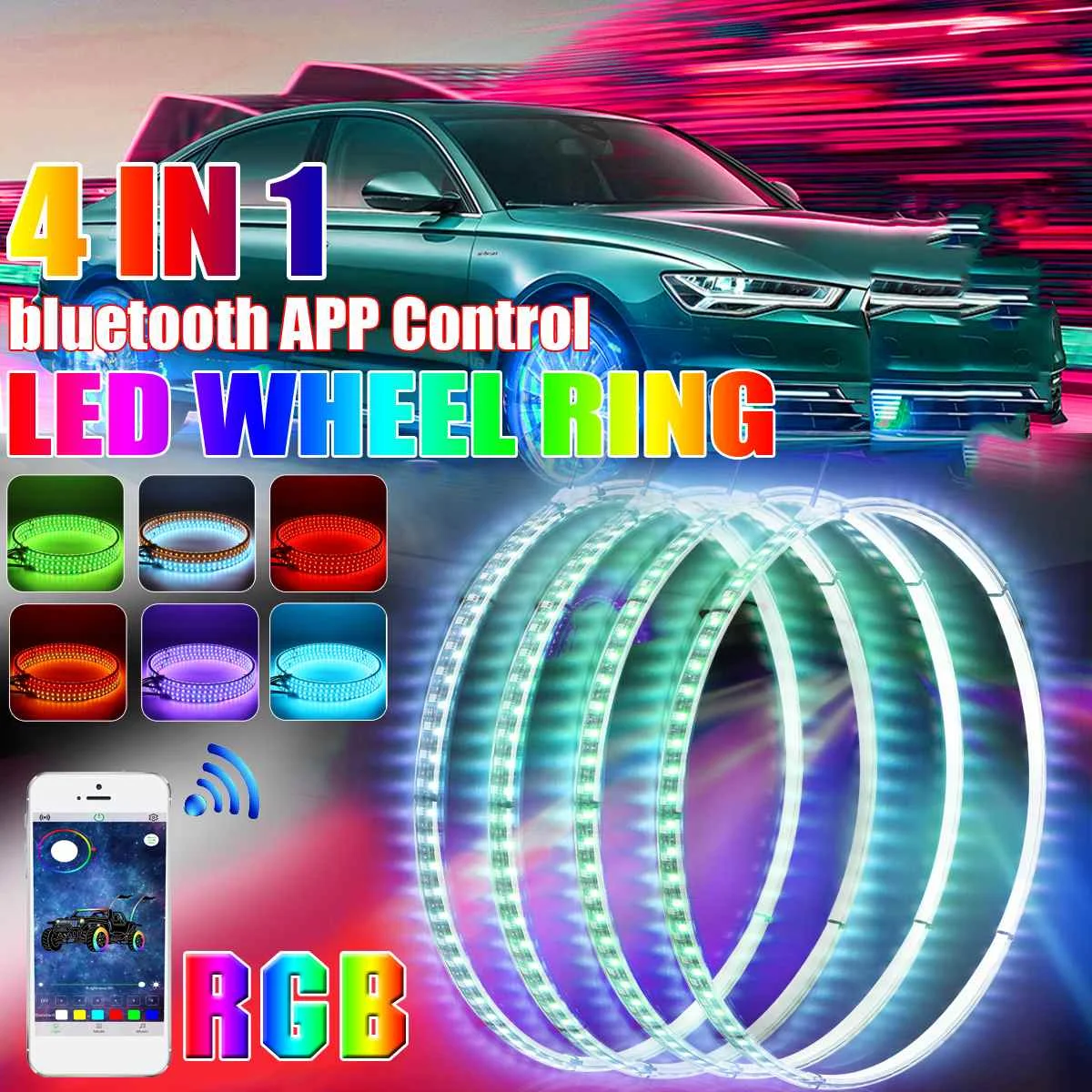 Автомобильный светодиодный кольцевой светильник, 12 В, 4 в 1, s RGB 5050 SMD светодиодный светодиодные чипы, 14 дюймов, bluetooth + управление через прилож...
Автомобильный светодиодный кольцевой светильник, 12 В, 4 в 1, s RGB 5050 SMD светодиодный светодиодные чипы, 14 дюймов, bluetooth + управление через прилож...