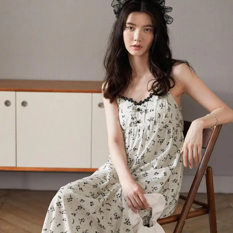 Cotton Nightgown Sleepwear With Chest Pads Nightwear Home Dresses Sexy Lingerie Ruffles Loose Homewear Print Flower Sleep Dress
Cotton Nightgown Sleepwear With Chest Pads Nightwear Home Dresses Sexy Lingerie Ruffles Loose Homewear Print Flower Sleep Dress