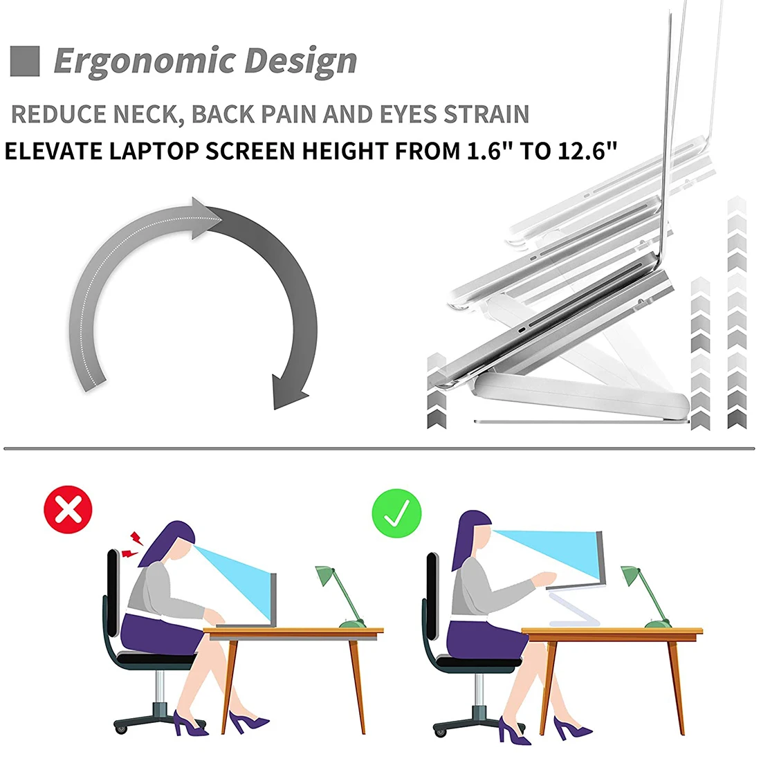 Adjustable Laptop Cooling Pad Riser Foldable Multi-Angle Computer Stand with Cooling Fan - N47-3
Adjustable Laptop Cooling Pad Riser Foldable Multi-Angle Computer Stand with Cooling Fan - N47-3