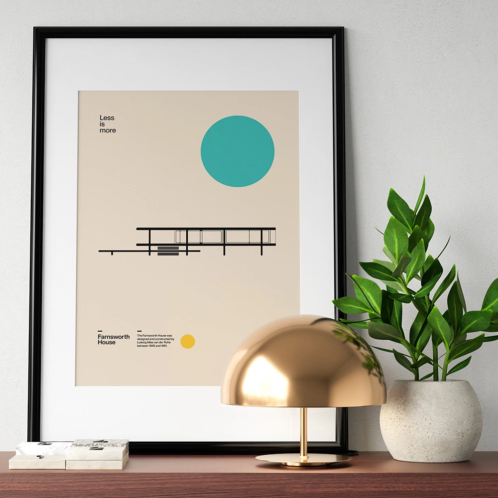 

Bauhaus Exhibition Farnsworth House Poster Minimal Art Canvas Print Abstract Architecture Painting Wall Picture for Living Room