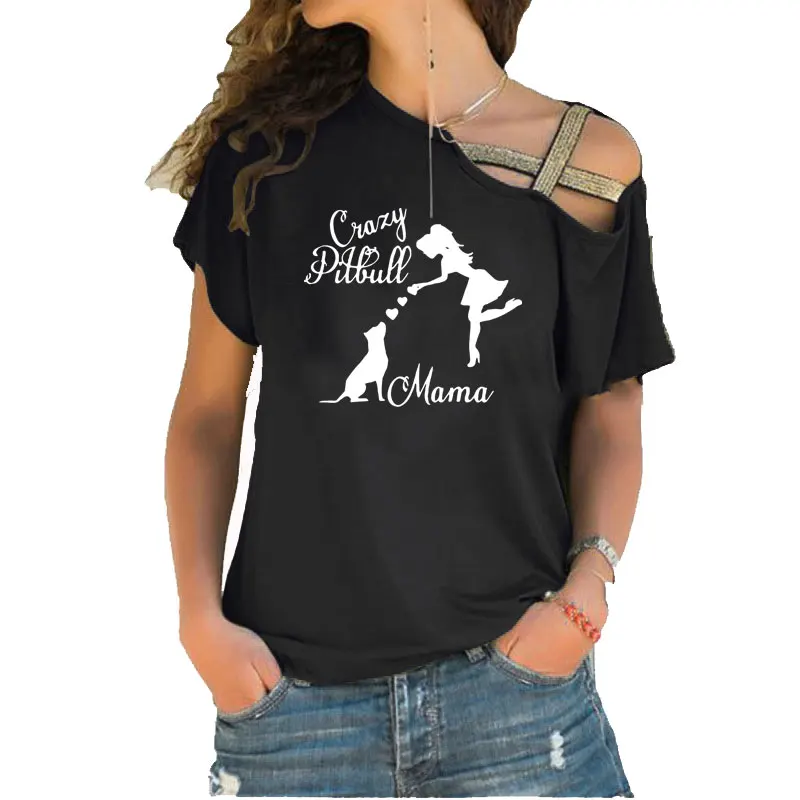 Crazy Pitbull Mama Print Woment shirt Summer Cotton Woman Irregular Skew Cross Tops
Crazy Pitbull Mama Print Woment shirt Summer Cotton Woman Irregular Skew Cross Tops