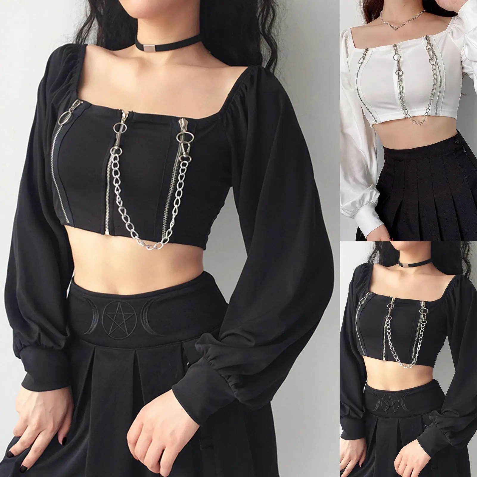 2021 Fashion Retro Shirt Blouse Spring Autumn Long Sleeve Women Tops Pullover Casual Zipper Chain Square Neck Slim Shirts Blusa
2021 Fashion Retro Shirt Blouse Spring Autumn Long Sleeve Women Tops Pullover Casual Zipper Chain Square Neck Slim Shirts Blusa