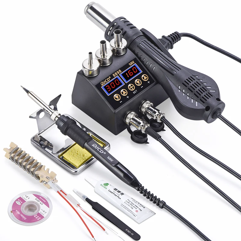 JCD 8898 Professional BGA Soldering Station And Rework Station Welding Tool Kits SMD Hot Air Soldering Set Phone Repair Tools
JCD 8898 Professional BGA Soldering Station And Rework Station Welding Tool Kits SMD Hot Air Soldering Set Phone Repair Tools