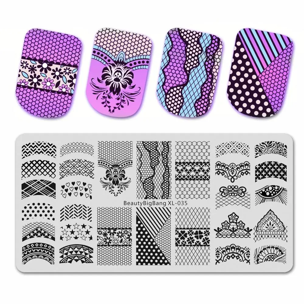 Nail BeautyBigBang Lace Sexy Theme Stamping Plates Striped Image 6*12cm Stainless Steel Template Nail Art Stamping Plate
Nail BeautyBigBang Lace Sexy Theme Stamping Plates Striped Image 6*12cm Stainless Steel Template Nail Art Stamping Plate