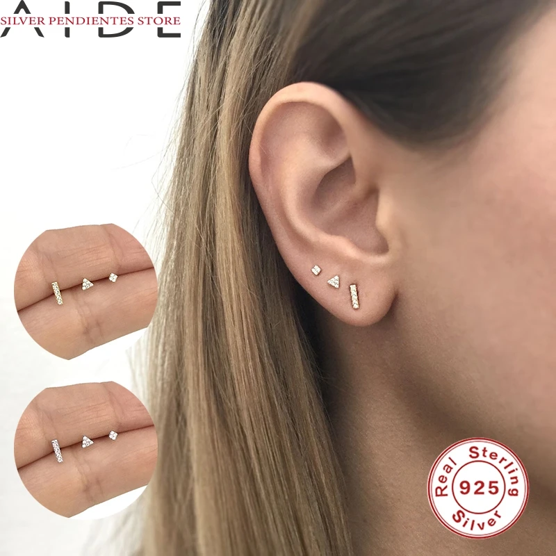 AIDE 3pcs/set 925 Sterling Silver Diamond Earrings Simple Mini Geometric Women Star Moon Stud Earrings Aretes De Mujer
AIDE 3pcs/set 925 Sterling Silver Diamond Earrings Simple Mini Geometric Women Star Moon Stud Earrings Aretes De Mujer
