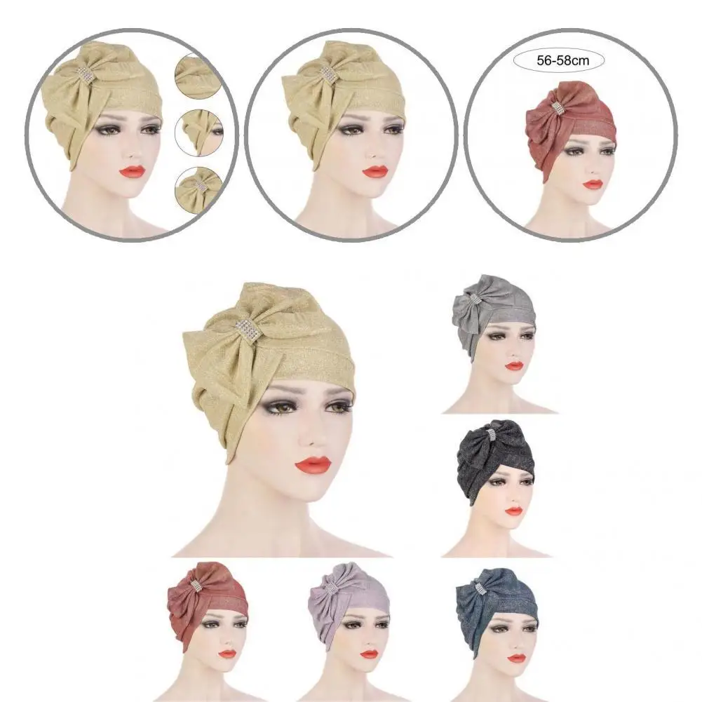 Headwear Popular Stretchy Bow-knot Turban Cap Lady Beanie Hat Rhinestones for Party
Headwear Popular Stretchy Bow-knot Turban Cap Lady Beanie Hat Rhinestones for Party