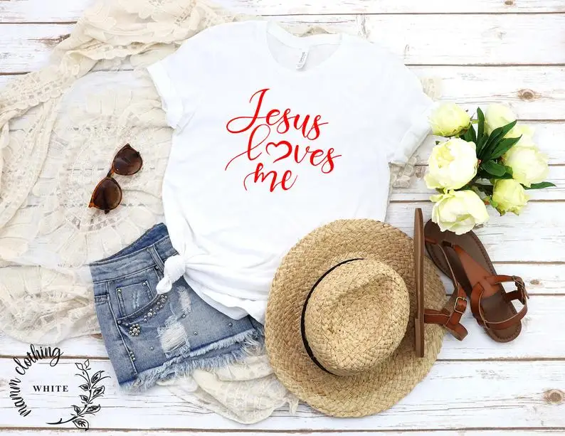 Jesus Loves Me Christian Religious Faith Cross Shirt Streetwear Cotton Female Clothing Graphic Short Sleeve top O Neck Tees goth
Jesus Loves Me Christian Religious Faith Cross Shirt Streetwear Cotton Female Clothing Graphic Short Sleeve top O Neck Tees goth