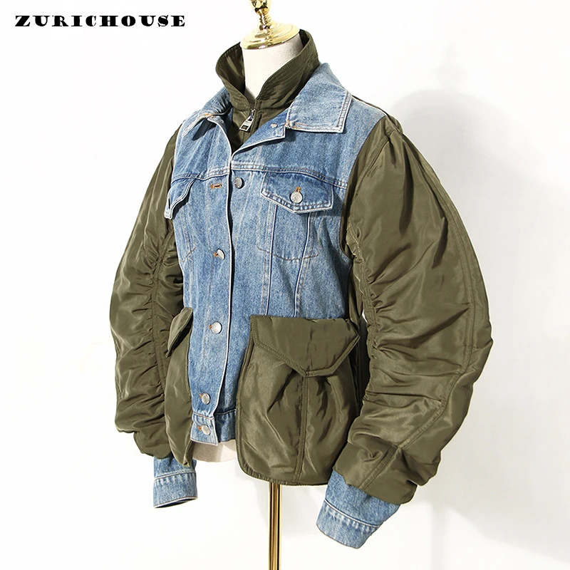 ZURICHOUSE Irregular Patchwork Denim Women's Jacket 2022 Stylish Hit Color Fake Two-piece Chic Pocket Streetwear Cargo Coat
ZURICHOUSE Irregular Patchwork Denim Women's Jacket 2022 Stylish Hit Color Fake Two-piece Chic Pocket Streetwear Cargo Coat