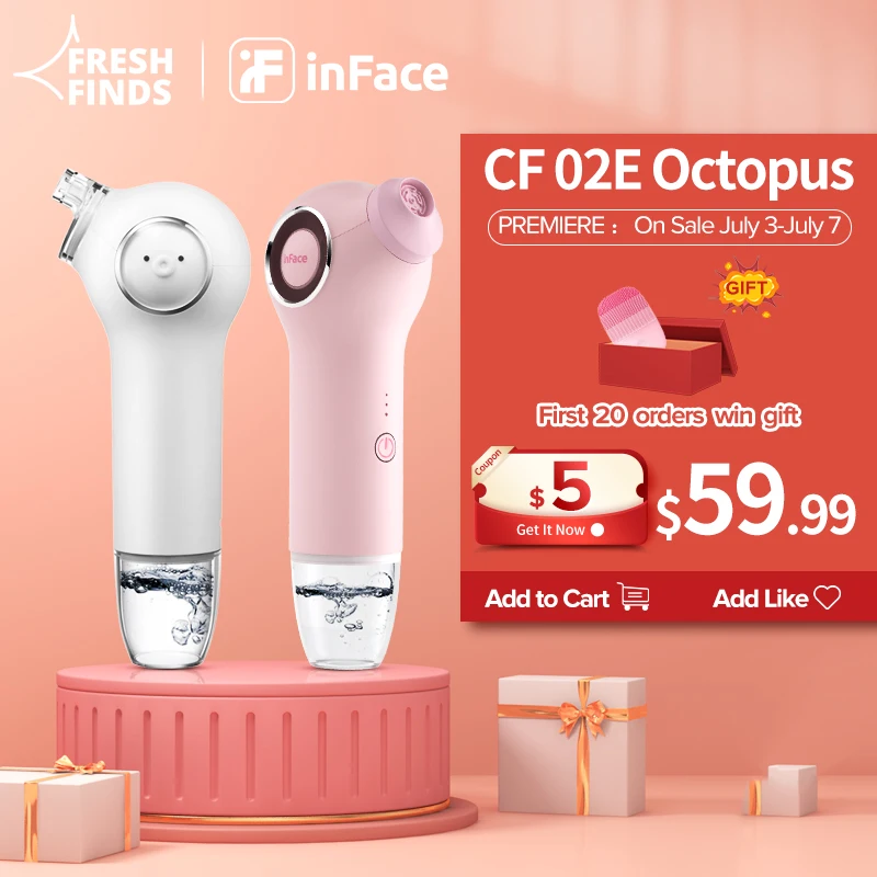 

inFace CF 02E Octopus Blackhead Remover Water Bubble Cleaner Vacuum Pore Acne Pimple Removal T Zone Nose Water cycle cleaning